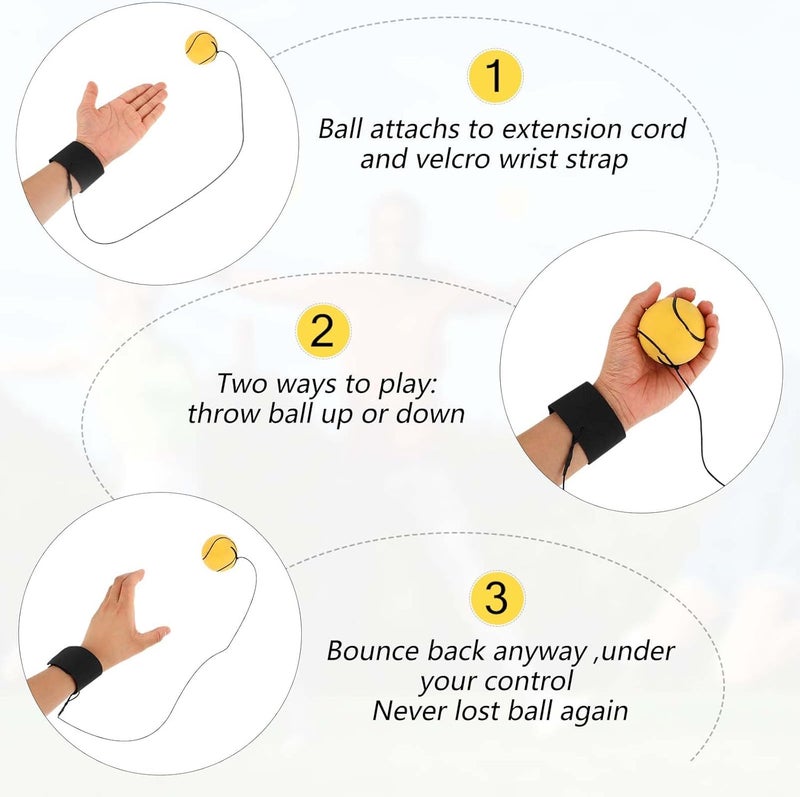 DSLSQD 4 Pieces Wrist Return Ball, 2 Inch Rubber Rebound Ball Wristband On A String Sports Wrist Ball Includes Basketball, Baseball and Football for Teens Adults Wrist Exercise or Play - Image 5